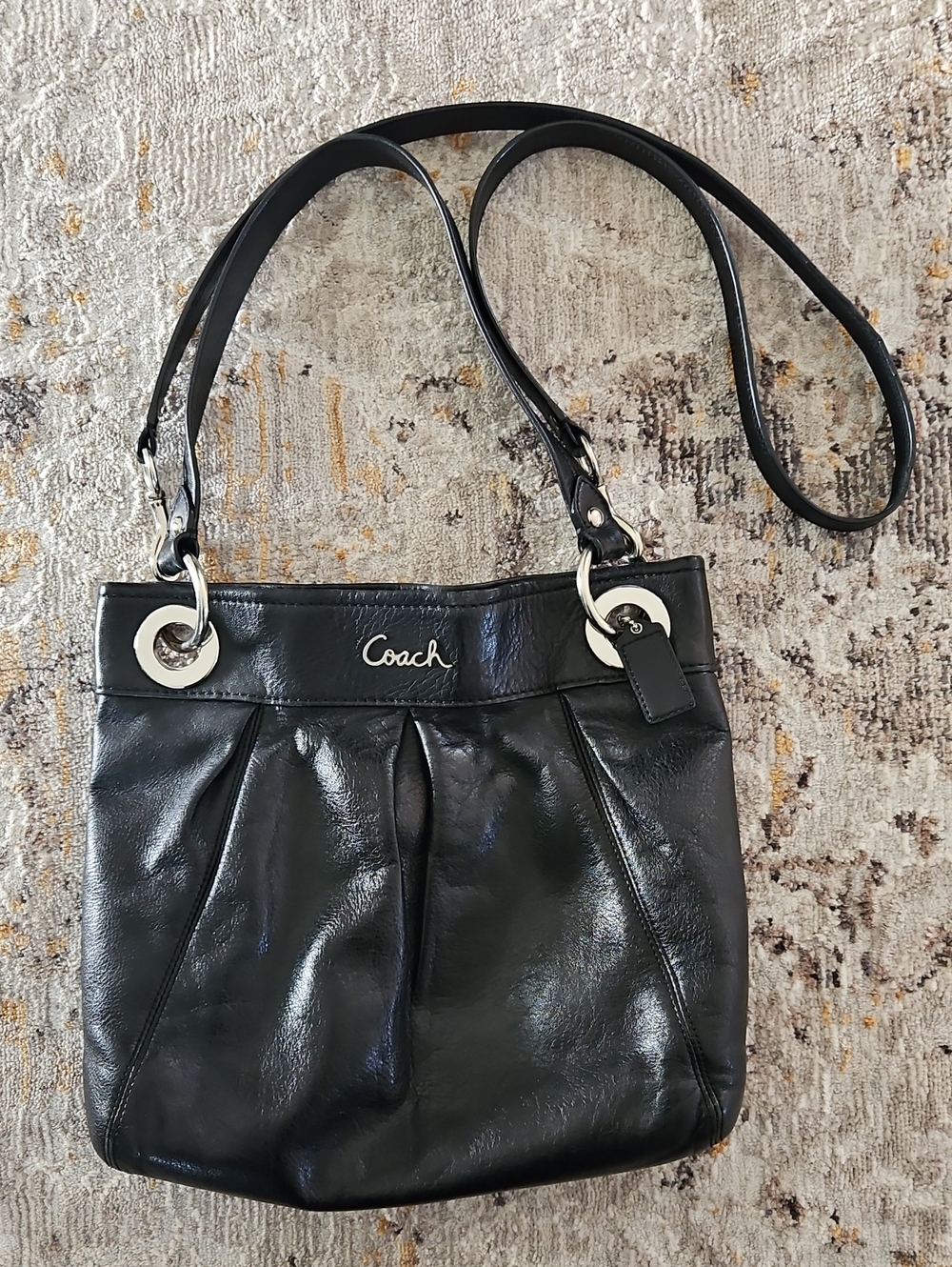 Vtg. Authentic Coach Black Leather Ashley Bag